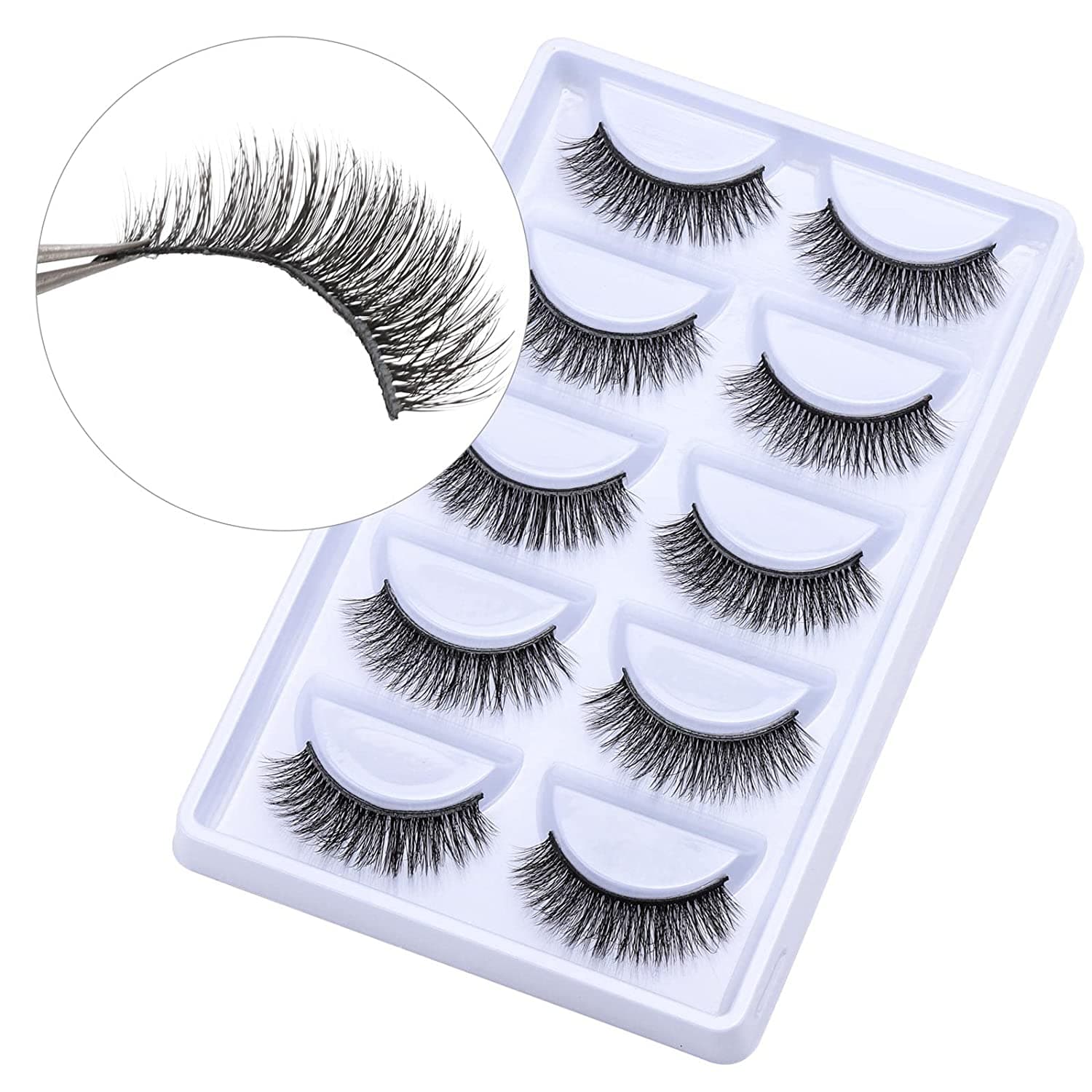 5 Pairs Wispy Eyelashes Natural Look Faux Mink Fluffy False lashes (G805)
