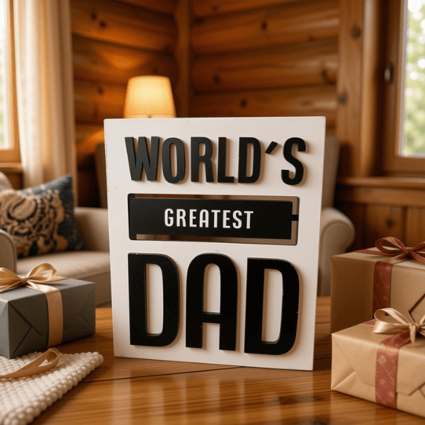 World’s Greatest Dad Rotating Message Plaque