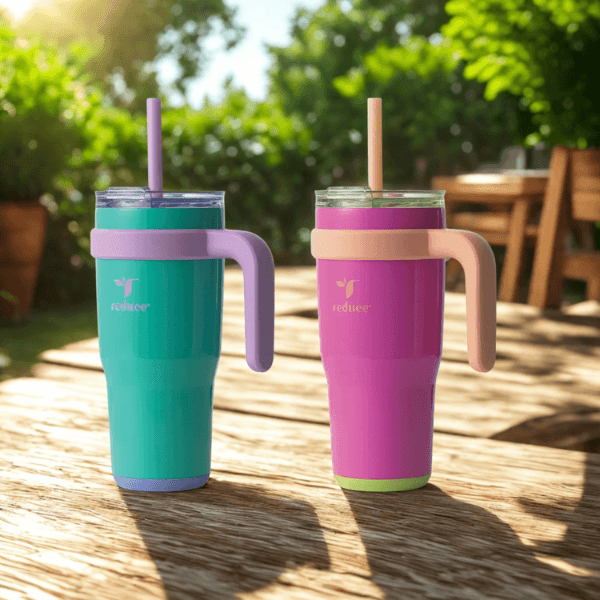 Reduce Cold1 24 Fluid Ounce Mug, 2 Pack (Pink/Teal)