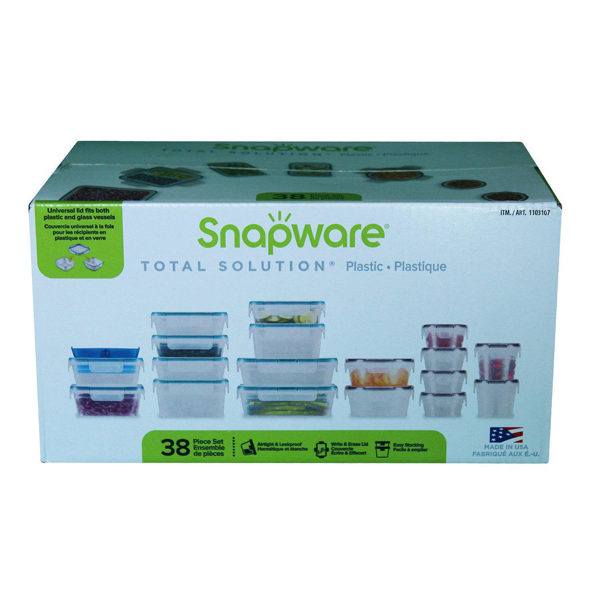 Snapware 38-Piece BPA-Free Plastic Food Storage Set Made In USA